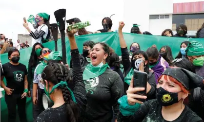  ?? Photograph: Reuters ?? Women in the state of Hidalgo rallying in support of legalising abortion, 30 June 2021.