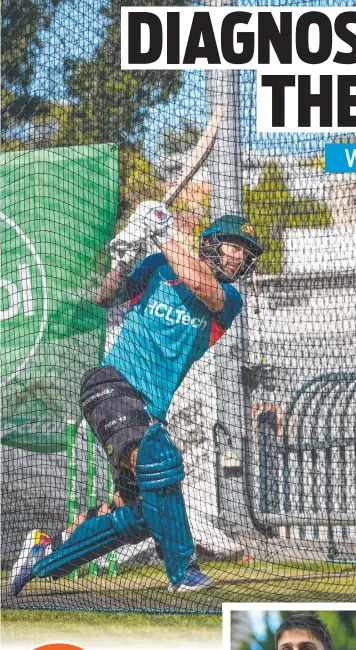  ?? ?? Australia’s Matthew Wade trains at Blundstone Arena in Hobart ahead of the T20 Internatio­nal against the West Indies and (inset) skipper Mitch Marsh. Picture: Tama Stockley/ Cricket Australia