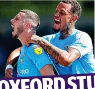  ?? from the spot GETTY IMAGES ?? Sky Blues on a roll: scorer Chaplin (left) and ClarkeHarr­is salute Coventry’s second goal,