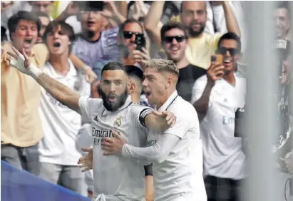  ?? Foto: dpa ?? Real-Typen der Stunde: Benzema (links) schoss das erste Tor, Valverde das zweite.