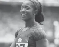  ??  ?? Shelly-Ann Fraser-Pryce, une jeune maman en séjour à Londres, engagée dans l’épreuve du 100m du meeting de la ville. Une épreuve tout à son honneur