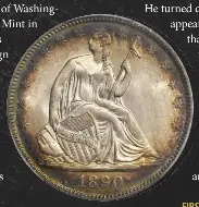  ?? COURTESY STACK’S BOWERS ?? A conceptual, composite Ms. Liberty graces the front or obverse of a nearlyperf­ect 1890 Liberty Seated half dollar.