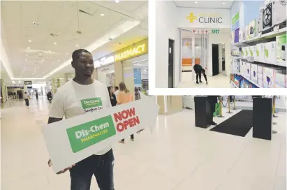  ?? Pictures: Nigel Sibanda ?? NEW ARRIVAL. The Dis-Chem store front in the Sandton City Mall with Wellness Clinic inside.