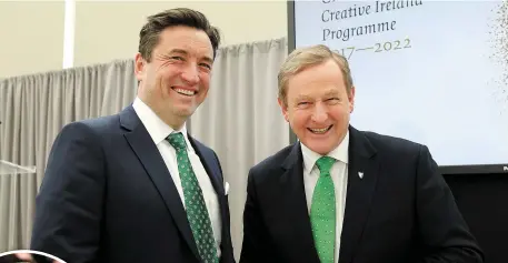  ??  ?? Taoiseach Enda Kenny with John Concannon, director of Creative Ireland, at the launch in Washington of the Ireland.ie web portal; below, a frame from a film on the website; left, Mr Kenny in thoughtful mood at a business leaders’ lunch in the US...