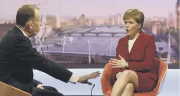  ??  ?? 0 SNP leader Nicola Sturgeon appearing on the Andrew Marr Show yesterday