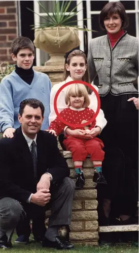  ??  ?? Privileged childhood: Laura, circled with golf star dad Bernard, brother Jamie, big sister Kirsty and Mum Lesley