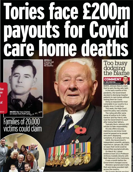  ?? ?? BRAVE War hero Charles on return from PoW camp
MEDALS Charles had fought for his country