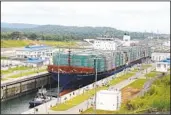  ?? JOHAN ORDONEZ AFP VIA GETTY IMAGES ?? A ship heads into the Panama Canal on June 26, 2016. The canal was finished on this date in 1913.