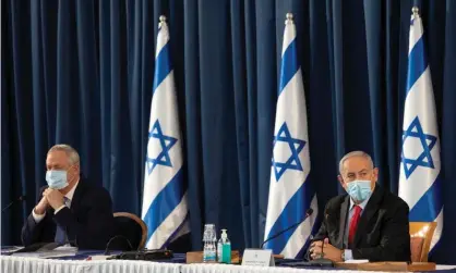  ?? Photograph: Reuters ?? Benny Gantz, left, and Benjamin Netanyahu at a cabinet meeting on 14 June. Their row comes amid mounting internatio­nal pressure to Israel’s annexation plan.