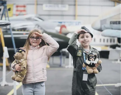  ??  ?? Jack Berry, 13 gets a special tour of the North East Land, Sea and Air Museums as their first customer back, with his cousin Maisie Jones, eight.