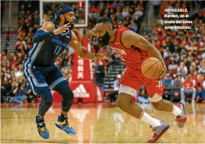  ??  ?? IMPARABLE. Harden, en el duelo del lunes ante Grizzlies.