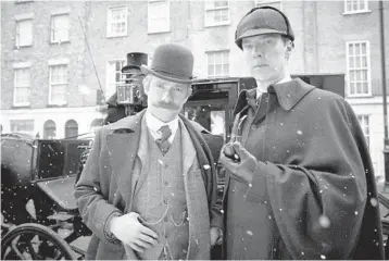  ?? FILMS AND BBC WALES BELOW: ROBERT VIGLASKY/HARTSWOOD NICK BRIGGS/PBS, CARNIVAL FILM & TELEVISION LIMITED 2011 ?? ABOVE: Martin Freeman, left, and Benedict Cumberbatc­h in “Sherlock: The Abominable Bride.” Maggie Smith in “Downton Abbey.”