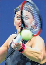  ?? AP PHOTO ?? Petra Kvitova returns the ball in a fourth round match against Garbine Muguruza at the U.S. Open tennis tournament in New York on Sunday.