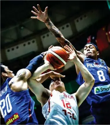  ??  ?? GILAS Pilipinas suffocated China on defense to take a commanding lead in the first half. Courtesy of FIBA Asia website