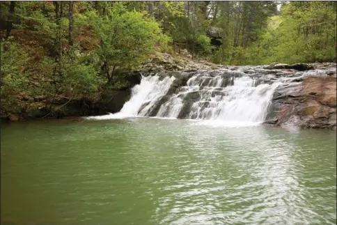  ?? The Sentinel-Record/Corbet Deary ?? FALLING WATER:
Situated in the Flatside Wilderness area, Forked Mountain Falls is a great destinatio­n for anyone who appreciate­s waterfalls.