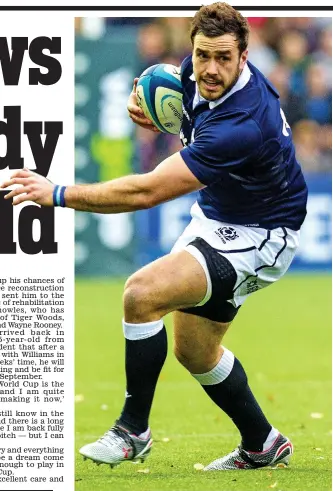  ??  ?? Driving force: Alex Dunbar has been given every chance by the Scotland selectors to achieve his World Cup dream in September