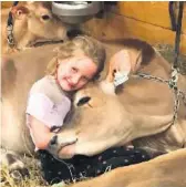  ??  ?? C’est le grand amour entre Marianne et la génisse qu’elle a promenée lors du jugement des jeunes ruraux à l’Expo de Saint-Hyacinthe. Elle est la fille d’Hélène Vincent et Yannick Lapointe de la Ferme Gilles Lapointe et Fils d’Upton.