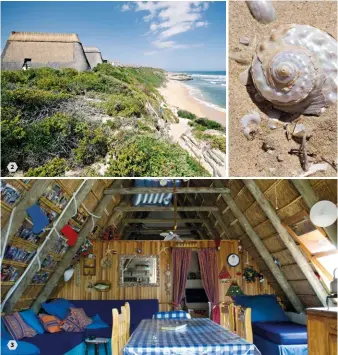  ??  ?? 1 A small cave on the beach below the village. 2 The seafront cottages in Puntjie have a panoramic sea view. 3 The inside of one of Date Beukes’s cottages in Puntjie.