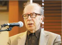  ?? Yonhap ?? Isamil Kadare, an Albanian writer based in France, speaks during a news conference at the Press Center in Seoul, Wednesday. He is the winner of the 2019 Pak Kyong-ni Prize.