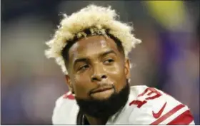  ?? JIM MONE — AP FILE ?? Giants wide receiver Odell Beckham stretches before game against Vikings.