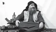  ??  ?? Islamic State leader Abu Bakr al-Baghdadi is seen in this screen grab taken from a video released on April 29, 2019. — Reuters