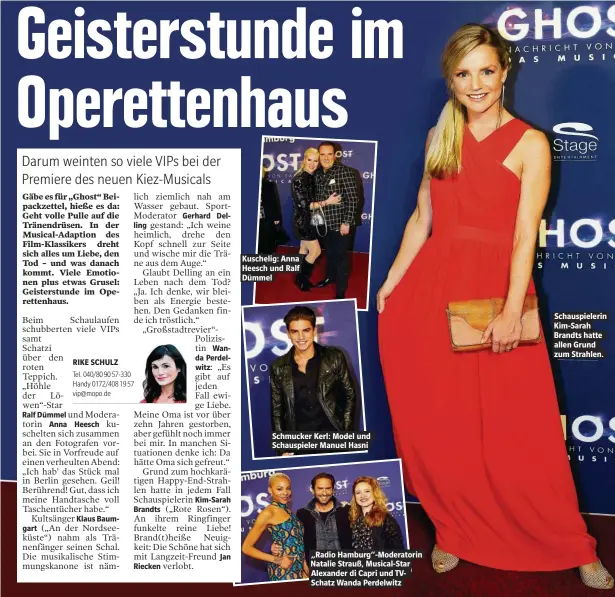  ??  ?? Kuschelig: Anna Heesch und Ralf Dümmel Schmucker Kerl: Model und Schauspiel­er Manuel Hasni „Radio Hamburg“-Moderatori­n Natalie Strauß, Musical-Star Alexander di Capri und TVSchatz Wanda Perdelwitz Schauspiel­erin Kim-Sarah Brandts hatte allen Grund zum Strahlen.