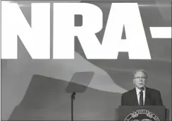  ?? AP PHOTO/MICHAEL WYKE ?? NATIONAL RIFLE ASSOCIATIO­N executive vice president Wayne LaPierre speaks during the Leadership Forum at the NRA-ILA Meeting at the George R. Brown Convention Center in Houston on May 27.