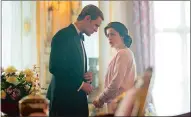  ?? ROBERT VIGLASKY/NETFLIX VIA AP ?? Claire Foy and Matt Smith in a scene from “The Crown,” premiering its second season on Friday.