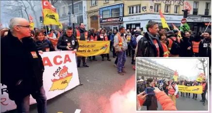  ?? (Photos Frank Muller) ?? Leur colère est telle que les cheminots du Var et des Alpes-Maritimes, banderoles et mégaphones dans leurs bagages, ont fait l’aller-retour à Paris, hier, pour dénoncer des réformes qu’ils estiment injustes.