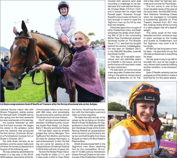  ??  ?? Seán O’Keeffe on home ground in the Wexford winners’ enclosure.