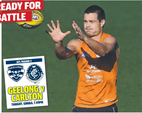  ?? Picture: AAP ?? HANDS UP: Jack Silvagni in action at the Blues’ training session at Ikon Park yesterday.