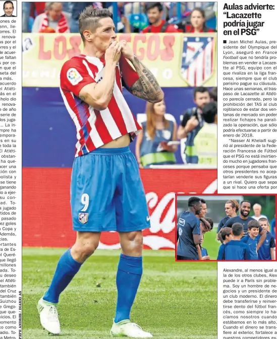  ??  ?? FELIZ.
Torres besa el escudo del Atlético. El delantero seguirá otro año más en el equipo rojiblanco.