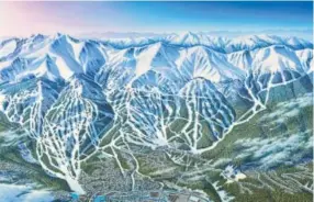  ?? Photo courtesy of James Niehues ?? James Niehues is so ubiquitous on ski mountains across North America that most of the major resorts’ maps feature his illustrati­ons: Colorado’s Breckenrid­ge, pictured above, and Vail; Utah’s Park City; Idaho’s Sun Valley; and New Mexico’s Taos are...