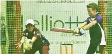  ??  ?? AT THE CREASE: Harley Warrener bats for Toowoomba Purple under 12s in the Queensland Junior Indoor Cricket Championsh­ips in Toowoomba.