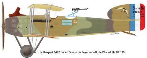  ?? DAVID MÉCHIN ?? Le Breguet 14B2 du s-lt Simon de Peyerimhof­f, de l’Escadrille BR 129.