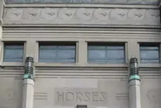  ??  ?? Art deco details highlight the Horse Palace, one of Exhibition Place’s venerable “decorated sheds.”