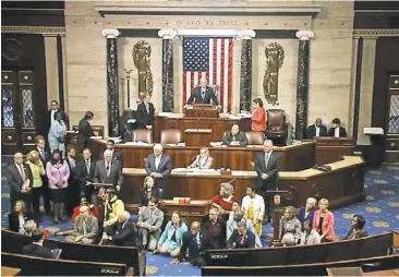  ?? AGENCE FRANCE-PRESSE VIA GETTY IMAGES ?? This video grab taken from C-SPAN shows Democrats staging a sit-in, demanding the GOP majority to vote on gun control.