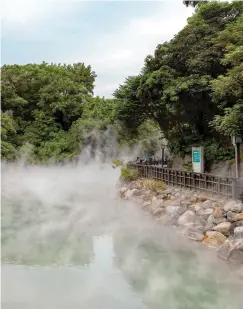  ??  ?? Clockwise from top left: A path leading up to the tearoom at Marshal Zen Garden, the onetime residence of Chinese warlord Zhang Xueliang; local restaurate­ur Sonny Wu; the steaming geothermal pool of Hell Valley; a kimono-clad visitor in Beitou Park.