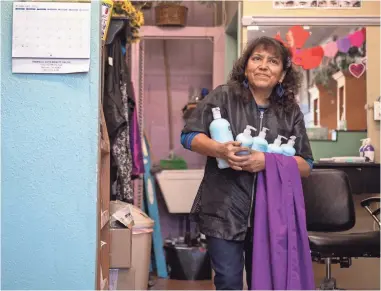  ?? PHOTOS BY DAVID RODRIGUEZ/USA TODAY NETWORK ?? Fausta Ibarra owns Tropical Cuts salon in Salinas, Calif. “Latinos have to start all over again, every day,” she says. “They don’t give us the same tools.”