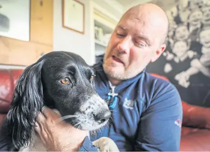  ?? Picture: Kris Miller. ?? Paul Wilkie was refused service in Tesco while with his PTSD dog Irma, both pictured. The dog was not wearing her jacket but staff failed to ask for ID.