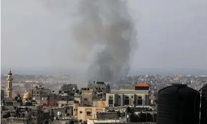  ?? ?? Smoke rises over Gaza as Israeli airstrikes continue on 24 October. Photograph: Anadolu Agency/Getty Images