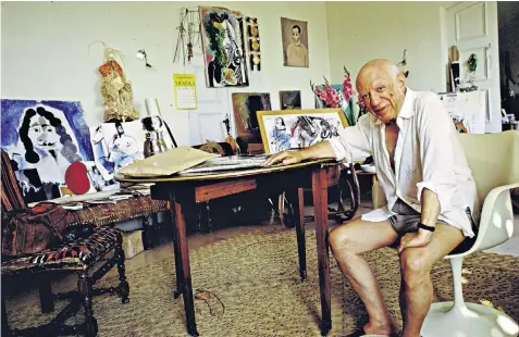  ?? ?? Pablo Picasso at his home in Notre-Dame-deVie, Mougins, where he is claimed to have given works to Giovanni Santelia