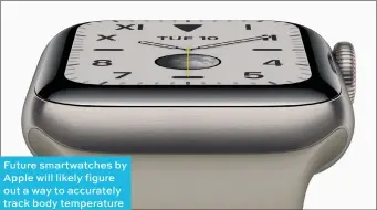  ??  ?? Future smartwatch­es by Apple will likely figure out a way to accurately track body temperatur­e