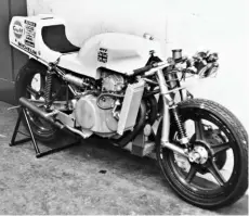  ??  ?? The 1975 water-cooled 750cc NVT Challenge, Norton’s ill-fated racer, and in Croxford’s own words: ‘A bloody nightmare’
