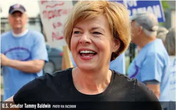  ?? PHOTO VIA FACEBOOK ?? U.S. Senator Tammy Baldwin