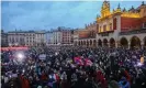  ?? ?? Thousands of people attended protests at the Main Square in Krakow. Photograph: Beata Zawrzel/NurPhoto/REX/Shuttersto­ck