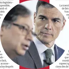  ?? José Luis Roca ?? El president del Govern, Pedro Sánchez, al costat del seu homòleg colombià, Gustavo Petro, ahir.