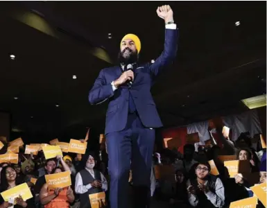  ?? NATHAN DENETTE/THE CANADIAN PRESS ?? Ontario deputy NDP leader Jagmeet Singh, who launched his bid for the federal NDP leadership in May, was on the receiving end of criticism by several of his fellow candidates during a recent debate.
