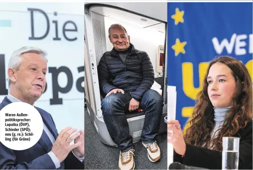  ?? ?? Waren Außenpolit­iksprecher: Lopatka (ÖVP), Schieder (SPÖ); neu (g. re.): Schilling (für Grüne)