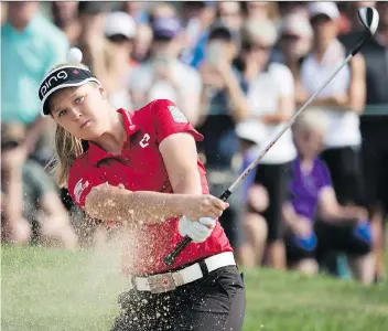  ?? JONATHAN HAYWARD/THE CANADIAN PRESS ?? Brooke Henderson is tied for second heading into Saturday at the CP Women’s Open in Regina.